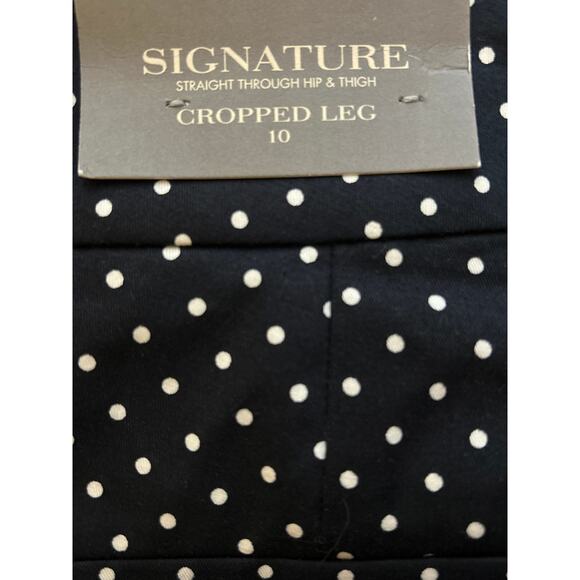 Ann Taylor Cropped Pants Navy White Dots Size 10 NWT - Picture 5 of 8